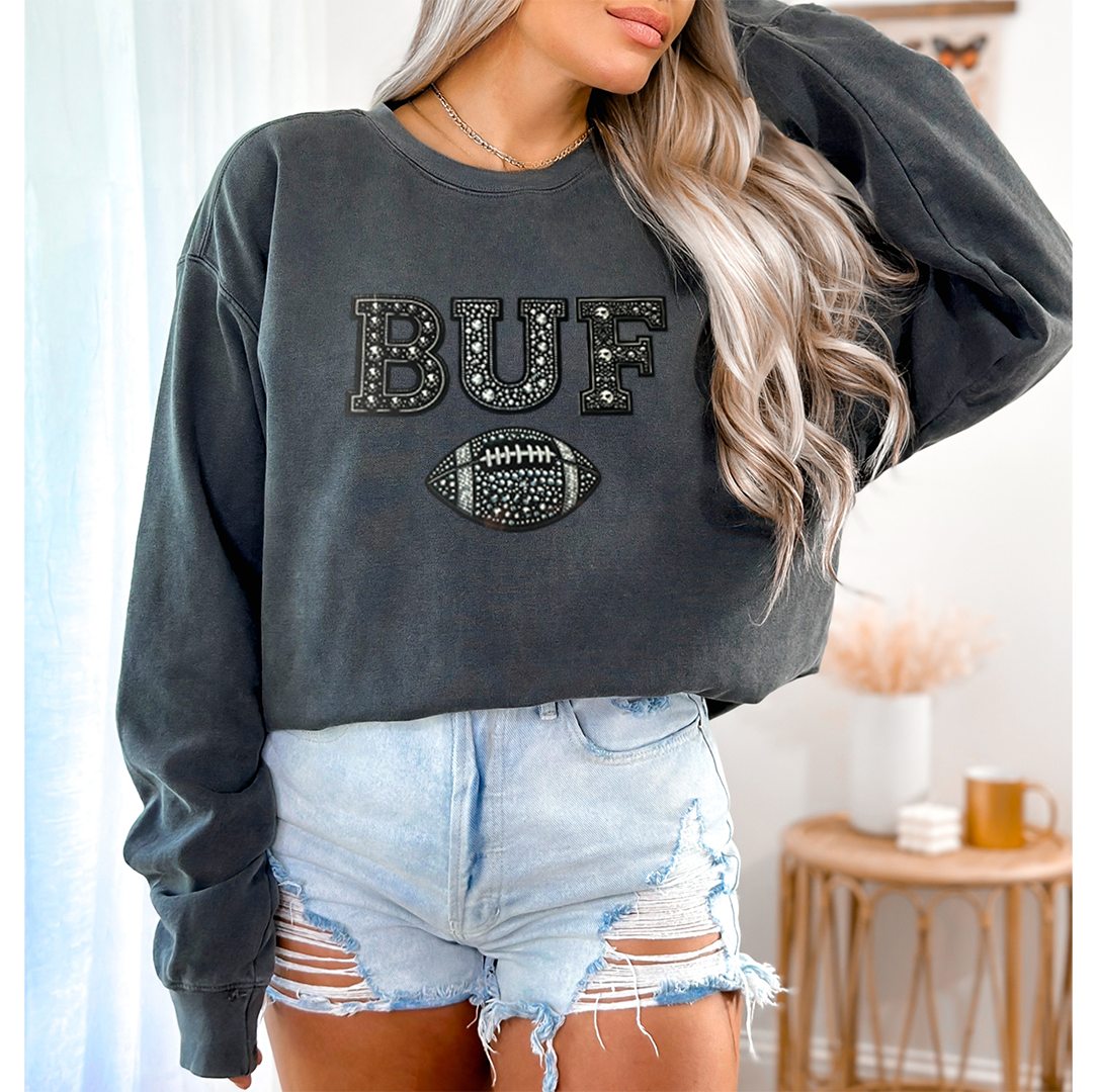 BUF FOOTBALL  -Faux Gem Crewneck