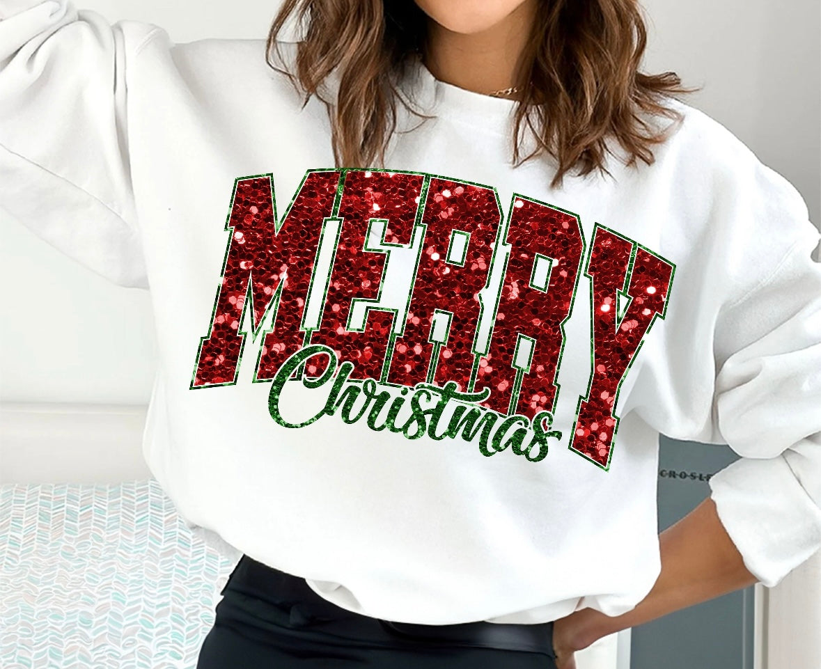 FAUX RHINESTONE MERRY CHRISTMAS