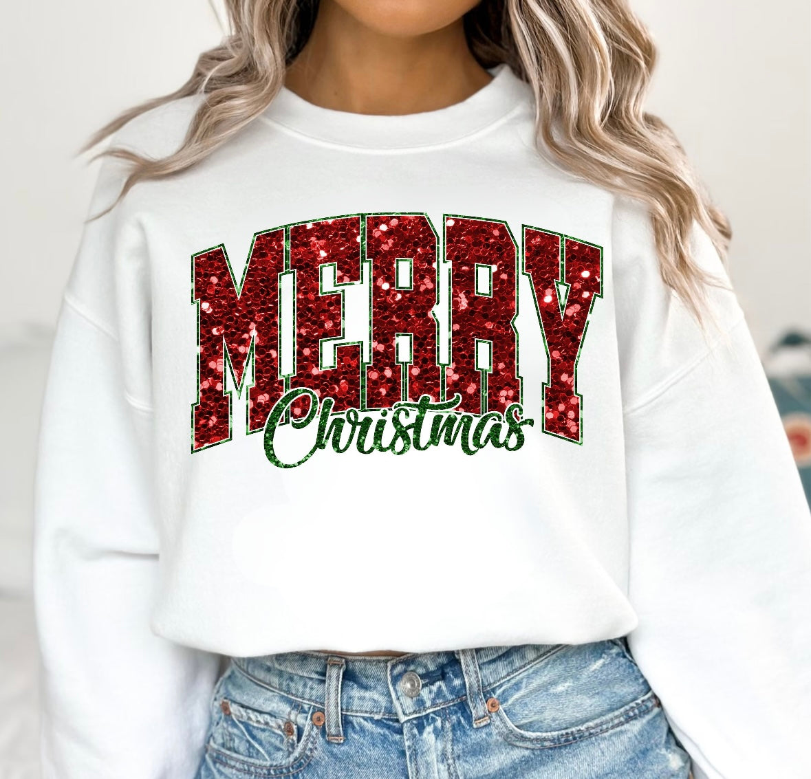 FAUX RHINESTONE MERRY CHRISTMAS