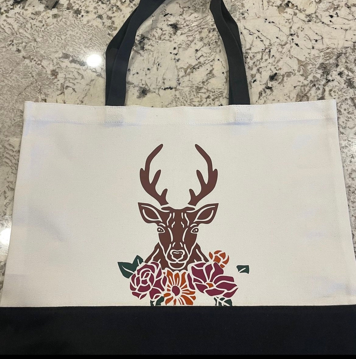 FLORAL DEER TOTE