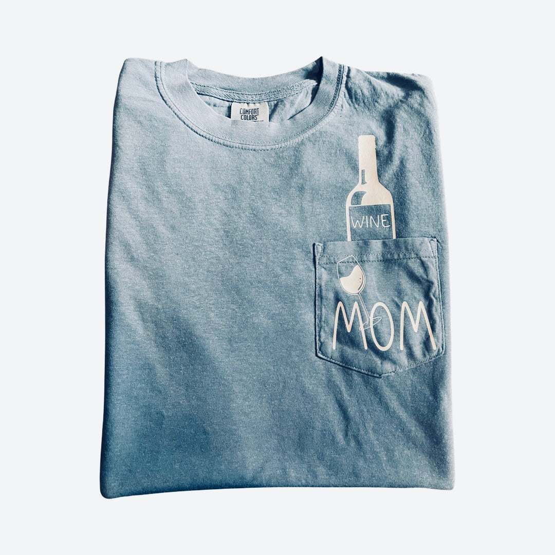 MOM-WINE Pocket tee-- FINAL SALE