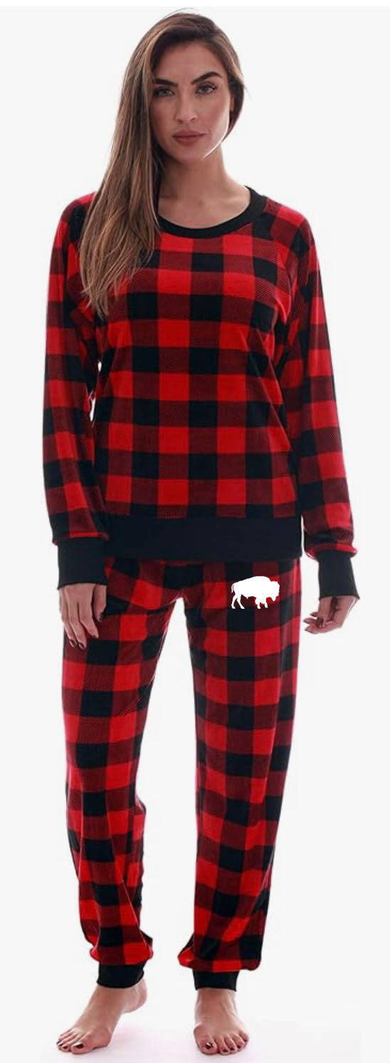 WOMANS FLEECE BUFFALO PLAID SET