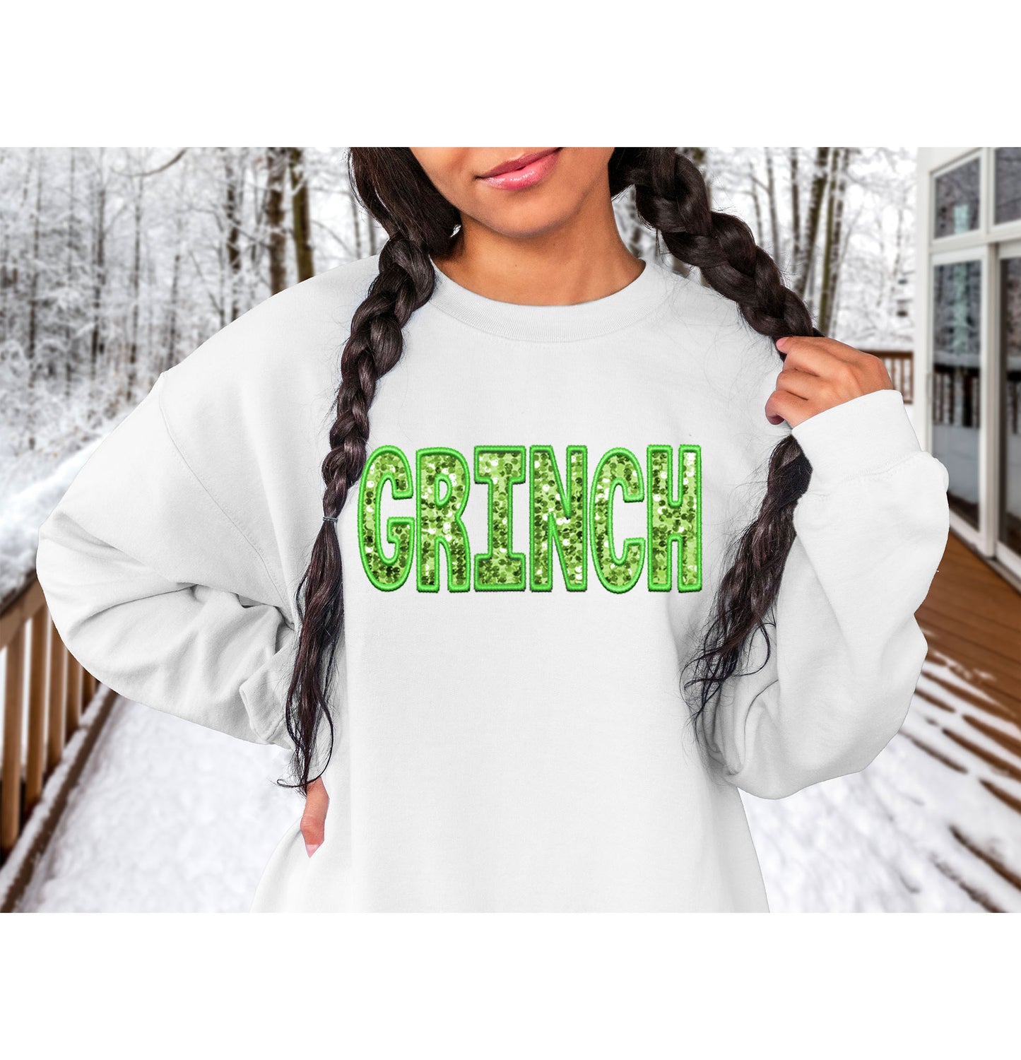 FAUX SEQUINS GRINCH CREW